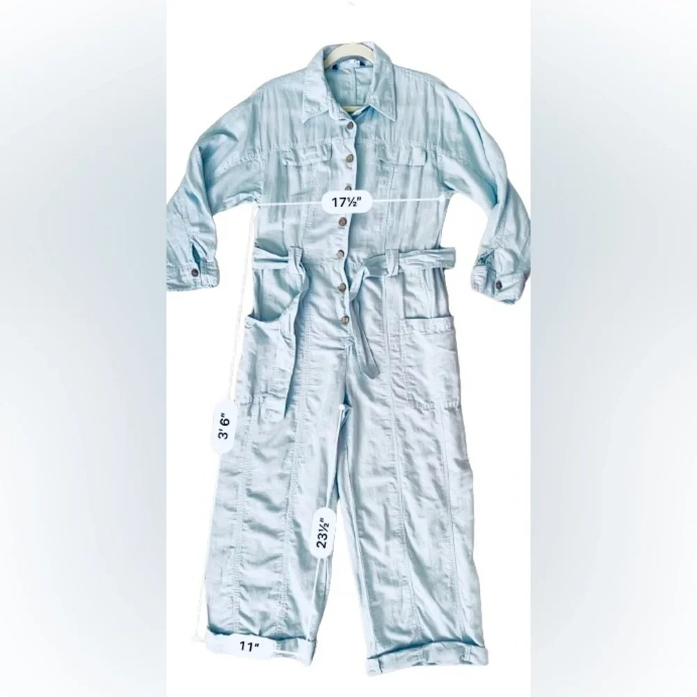 Zara Limited Edition Wide Linen Blend Cargo Jumpsuit. Size M - Picture 6 of 9